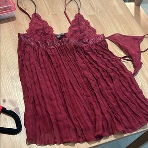 Victoria's Secret Burgundy Lace & Satin Chemise